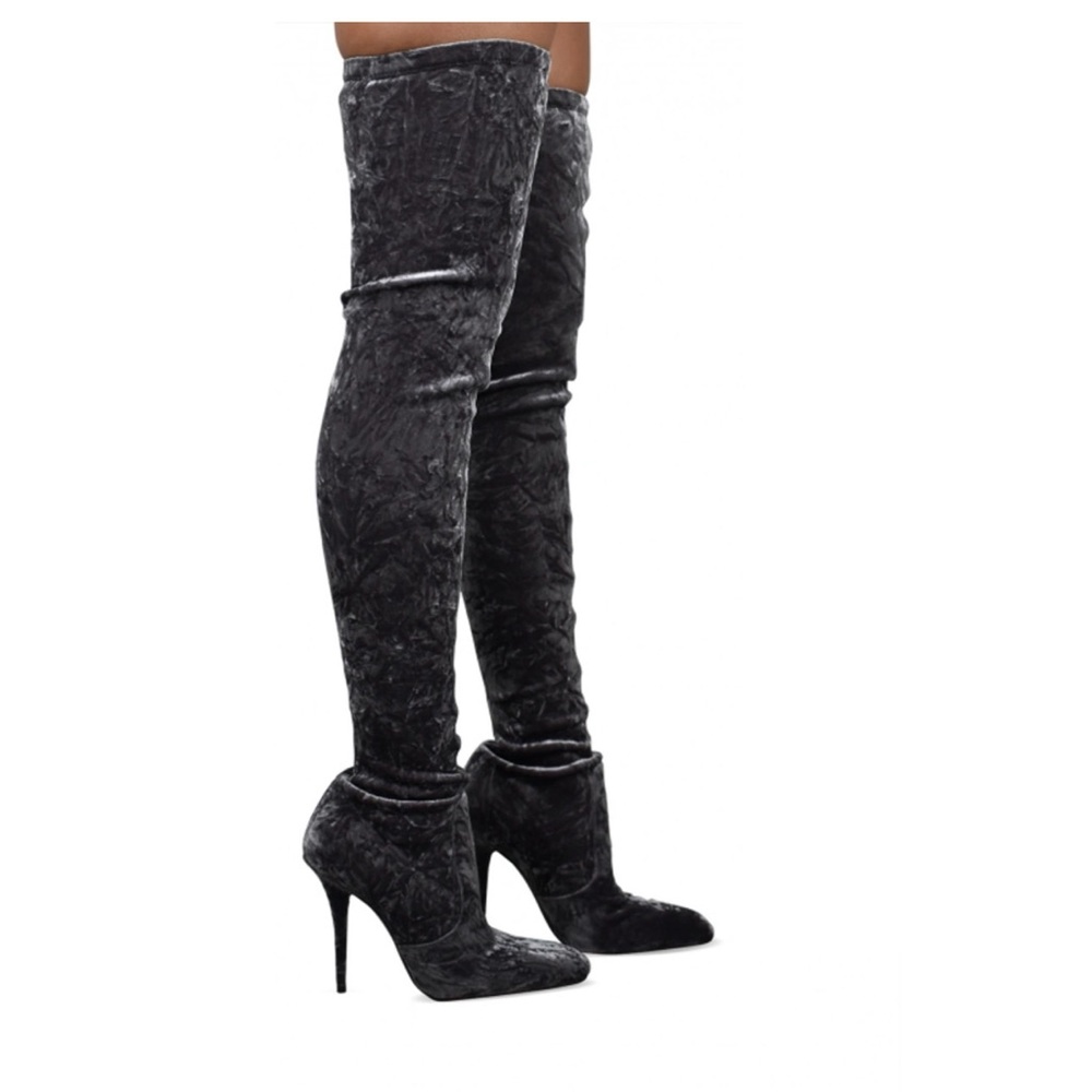 SAINT LAURENT talia boots in velvet